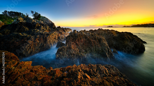 Sunrise on Little Palm Beach, Waiheke Island, New Zealand.