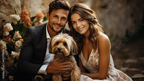 Bride and Groom with their Dog