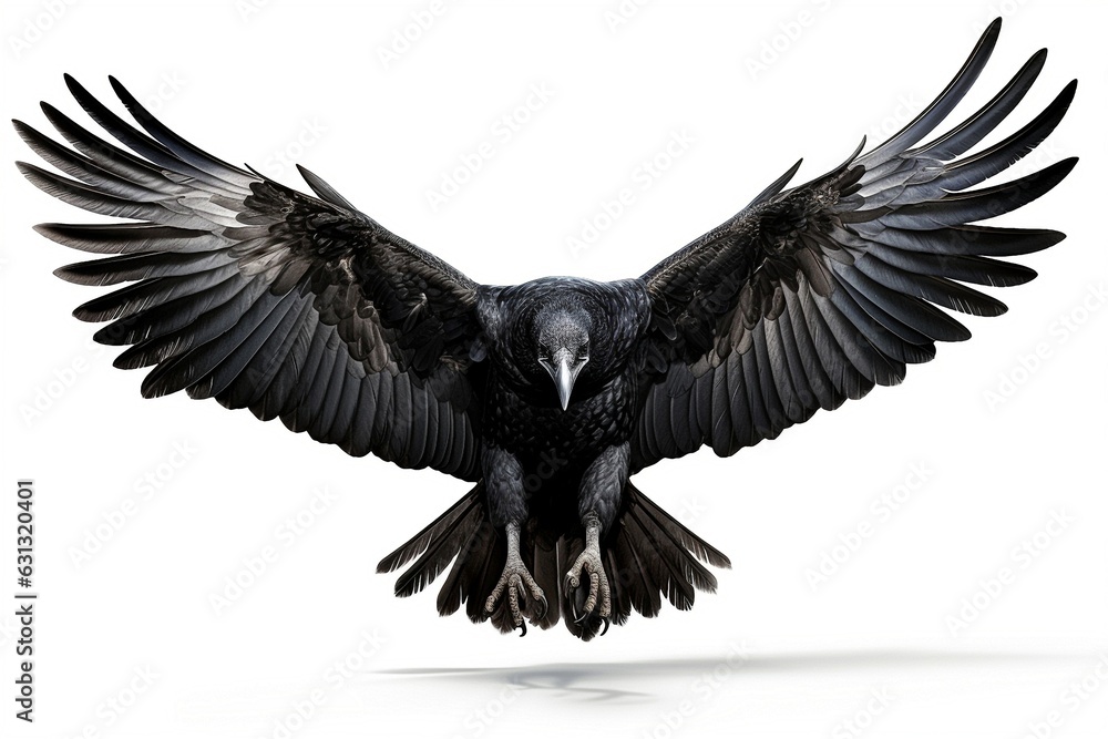 Obraz premium Raven isolated on white background.