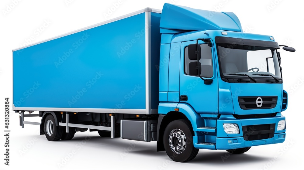 Blue truck cargo Cut the white background for easy use.