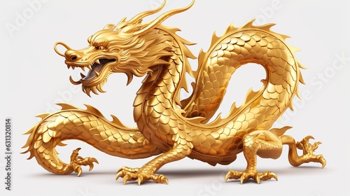Photo Chinese golden dragon isolated on white