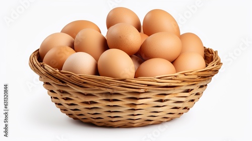 Wallpaper Mural basket of chicken eggs on white background over farm in the countryside Torontodigital.ca