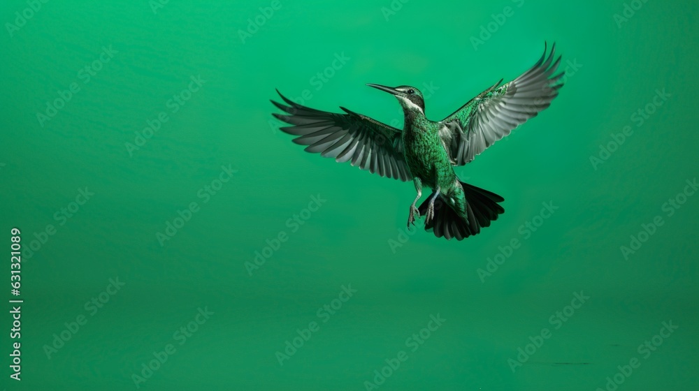 Fototapeta premium humming bird In A flying Posture on Green Screen Background