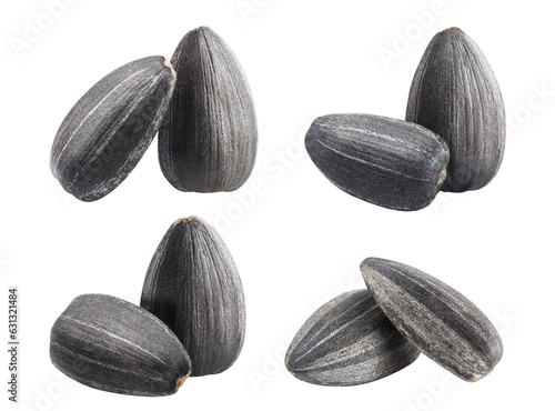 Set of delicious black sunflower seeds, cut out
