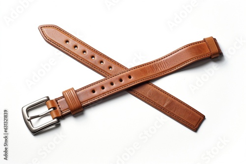 brown strap isolated on white background.