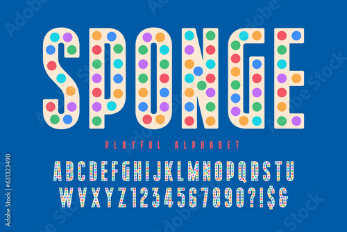 Colorful alphabet design, marquee style, playful characters set.