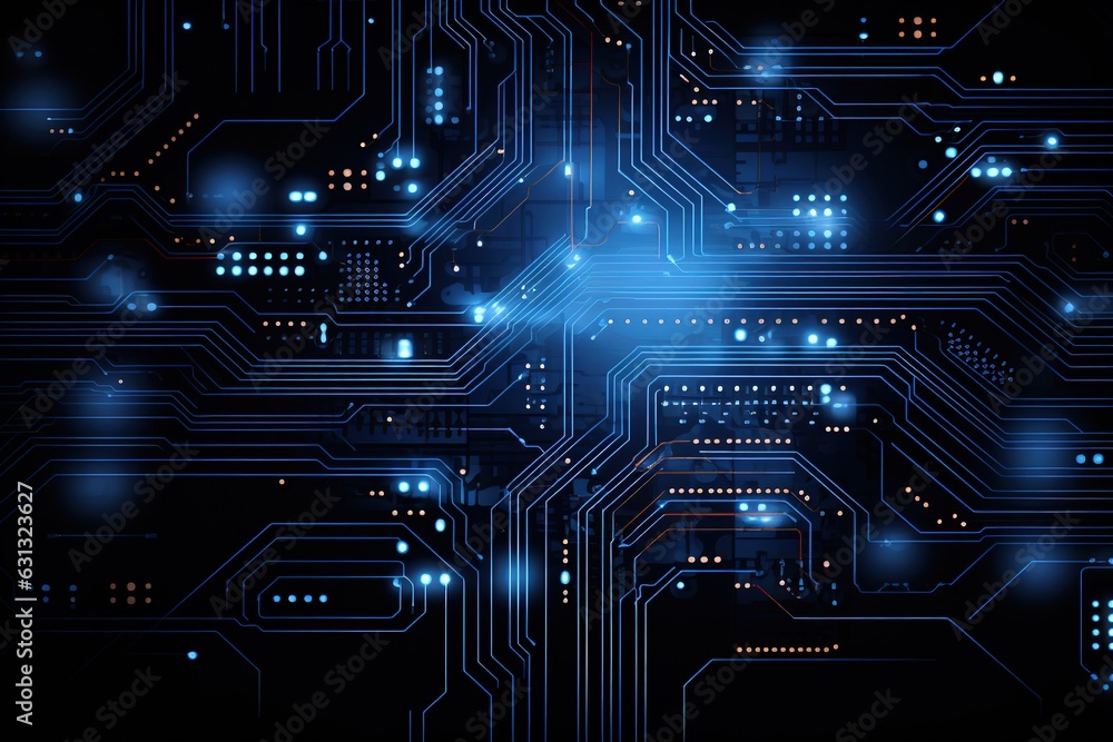 Technological circuit board . Abstract dark background concept