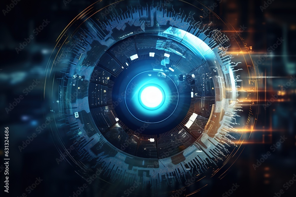 Obraz premium Cyber Eye, Intelligent & Futuristic Technology.