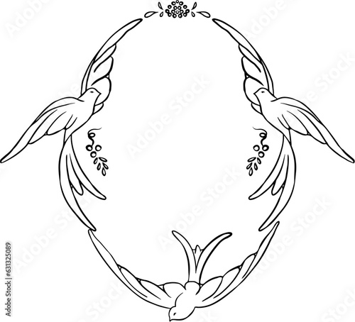 Vintage crest frame. Aesthetic wedding frame.