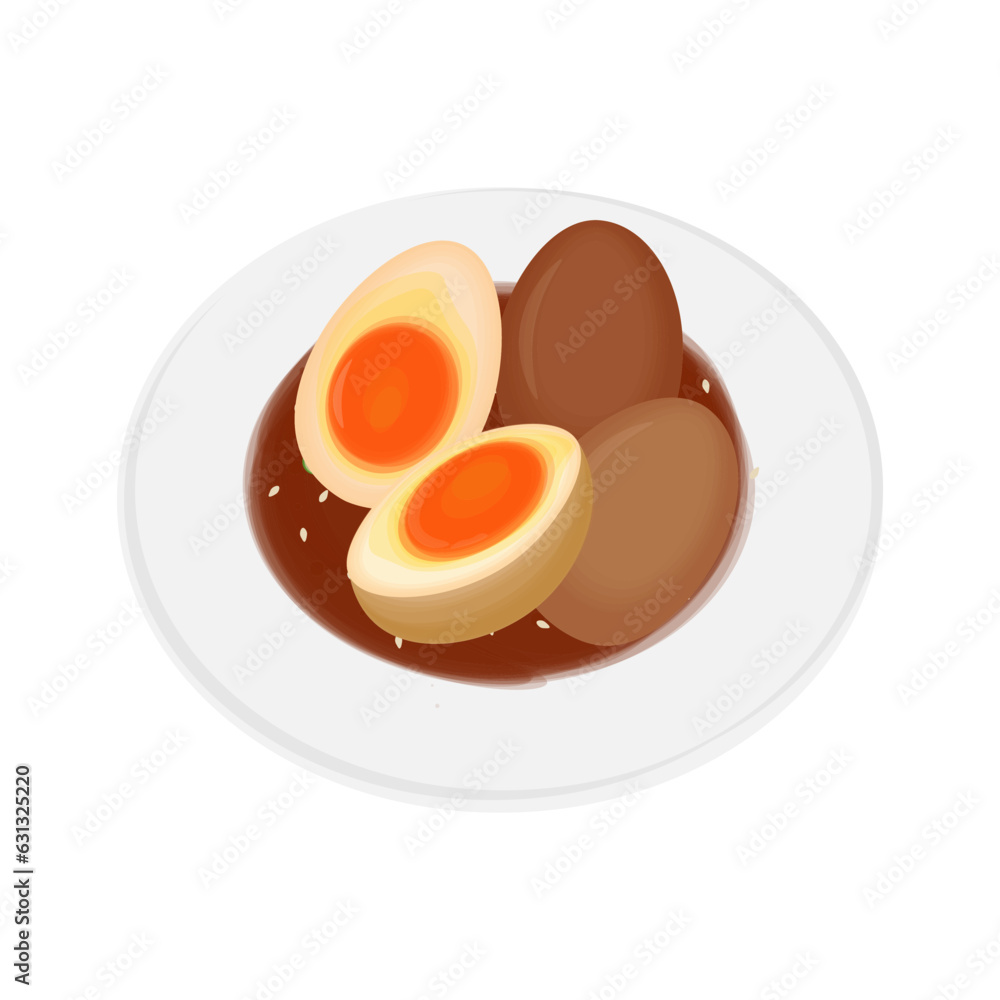 Vector Illustration Logo of Ajitama Processed Pickled Egg With Soy Sauce Vector Illustration Logo of Ajitama Processed Pickled Egg With Soy Sauce