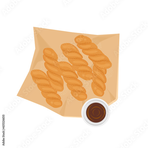 Korean Twisted Donuts Kkwabaegi Served With Melted Chocolate
