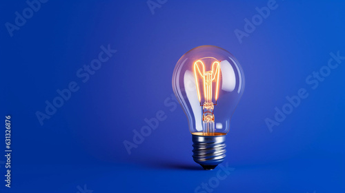 Light Bulb Radiating on a Serene Blue Background