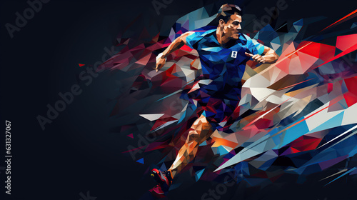 a surreal illustration about sport, vibrant colors, cubism, pixel art.