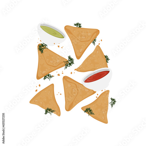 Fried Pastry Samosa Illustration Logo