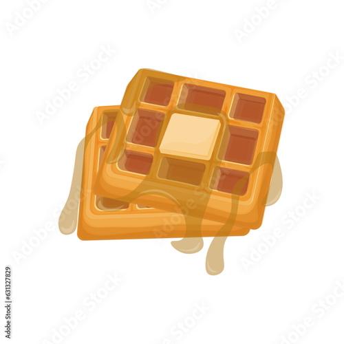 Waffle Illustration Logo With Honey And Butter