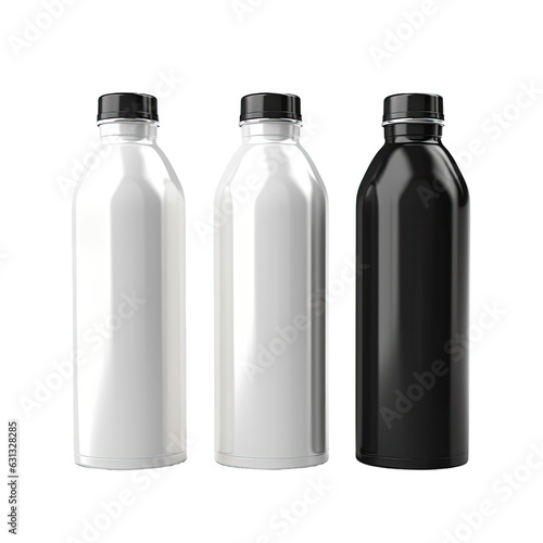 Creating an aluminum bottle on a transparent background in different shades of black, grey, and white.