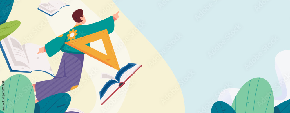 Fototapeta premium Education learning people flat vector concept hand drawn illustration 