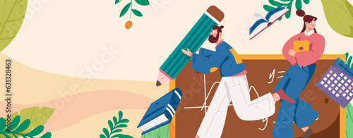 Education learning people flat vector concept hand drawn illustration
