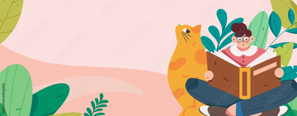 Fototapeta premium Education learning people flat vector concept hand drawn illustration 