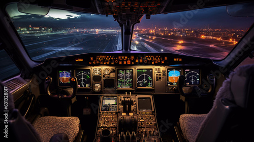 Cockpit Prepared for Takeoff on the Runway