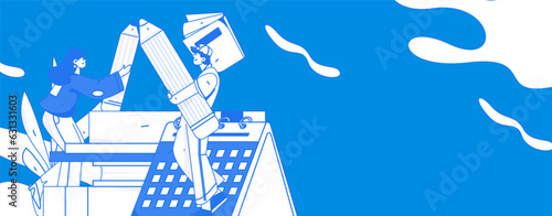 Education learning people flat vector concept hand drawn illustration
