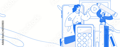 Education learning people flat vector concept hand drawn illustration
