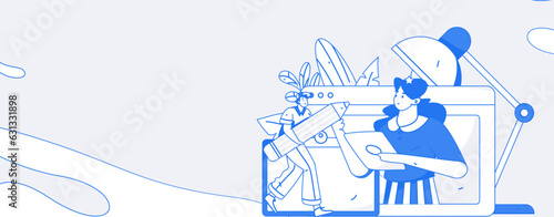 Education learning people flat vector concept hand drawn illustration
