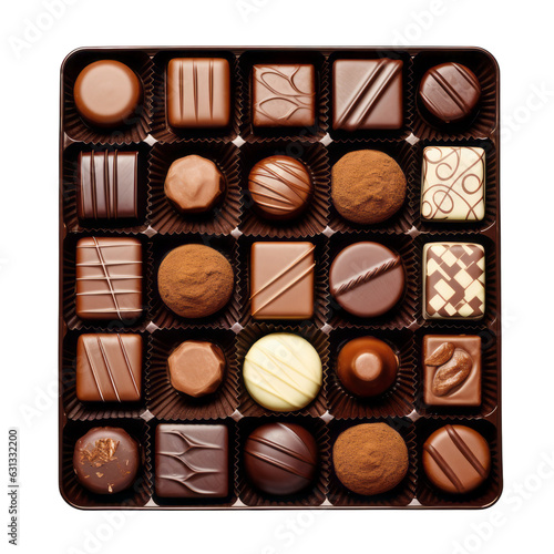 box of chocolates isolated on transparent background cutout
