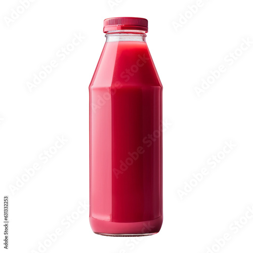 red juice bottle isolated on transparent background cutout