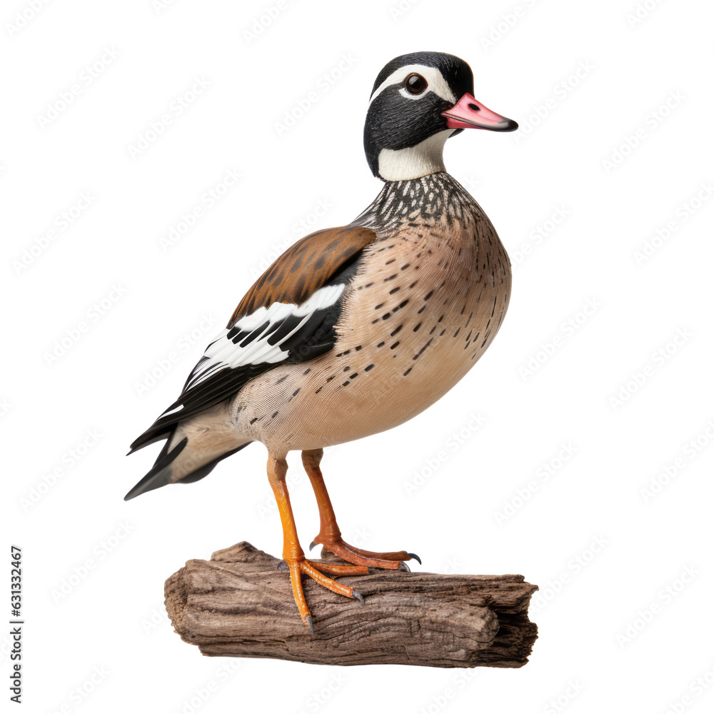 duck on log isolated on transparent background cutout duck on log isolated on transparent background cutout