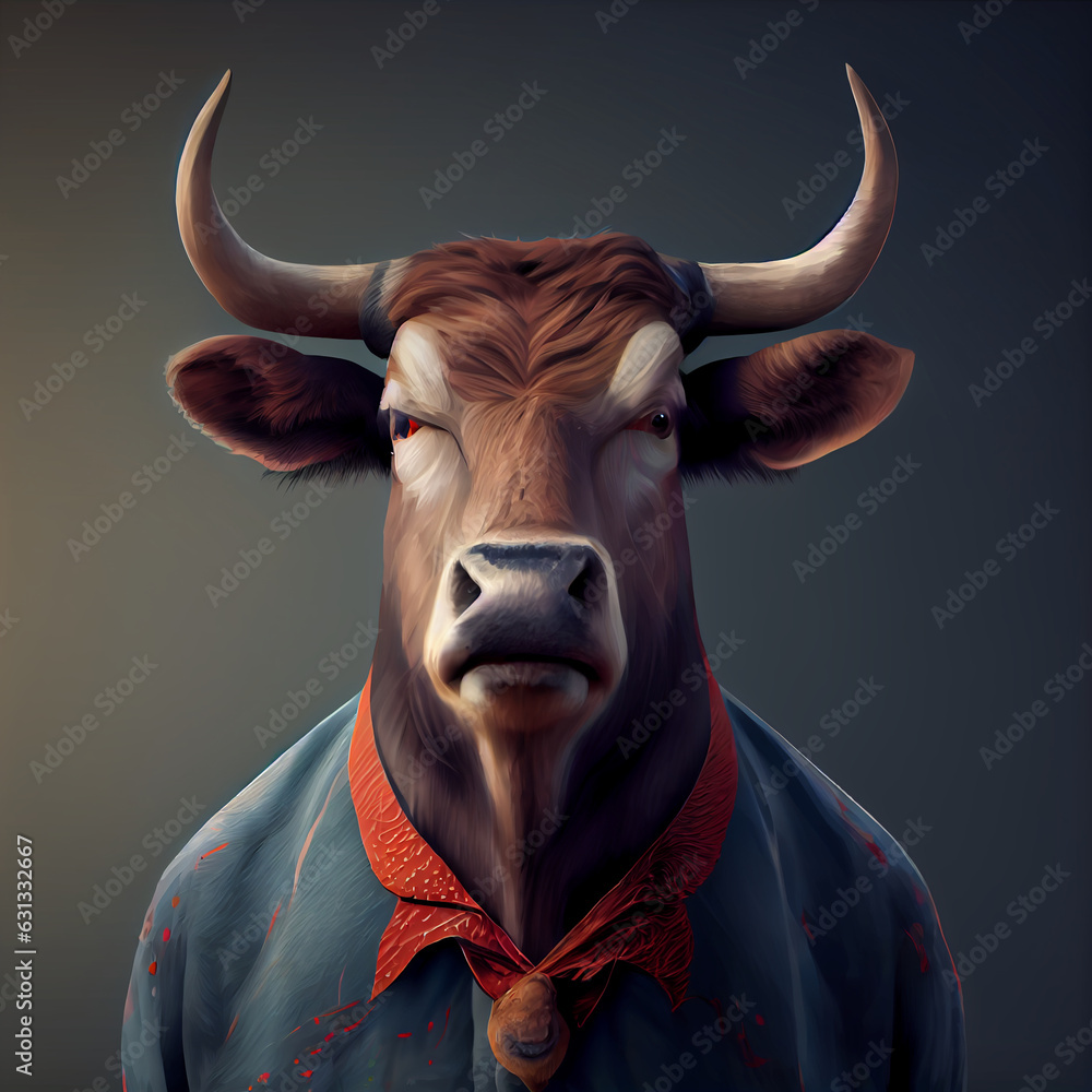 A Bull wearing clothes like a Boss NFT Art