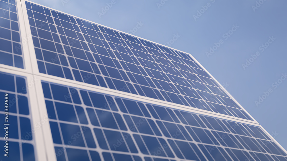Close up 3D rendering of Solar panel at yellow sunset, concept of renewable energy, technology, electricity, green, eco friendly Close up 3D rendering of Solar panel at yellow sunset, concept of renewable energy, technology, electricity, green, eco friendly
