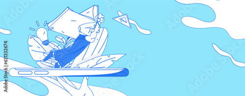 Education learning people flat vector concept hand drawn illustration
