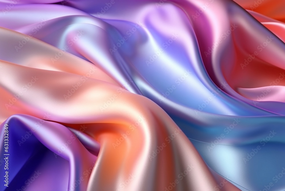 Fototapeta premium abstract background with 3d wave bright gold and purple gradient silk fabric. generative ai