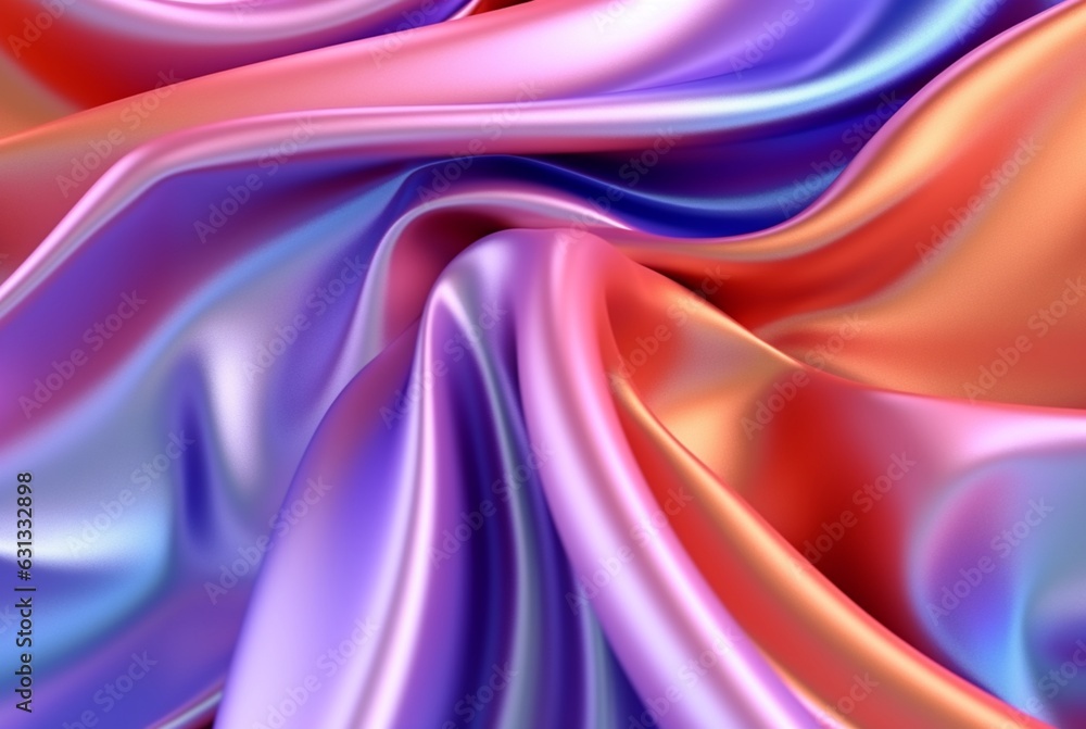 Fototapeta premium abstract background with 3d wave bright gold and purple gradient silk fabric. generative ai