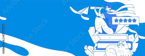 Education learning people flat vector concept hand drawn illustration

