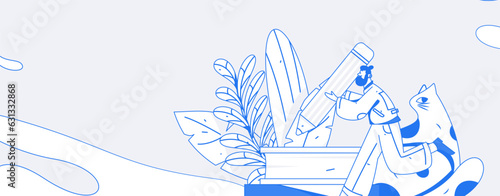 Education learning people flat vector concept hand drawn illustration
