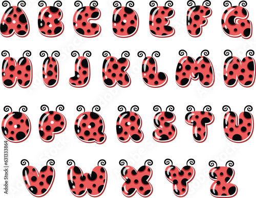 all Alphabet letters cute ladybug theme drawing set