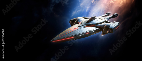 Slika na platnu Battling Among the Stars: Spectacular Space Battle Cruiser Encounter in Deep Space - A Galactic Warfare Scene