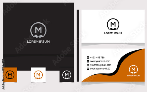 the initials of the logo and mustache for a hair clipper