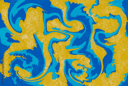 Yellow and blue abstract painted surface background.