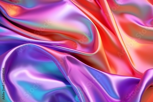 abstract background with 3d wave bright gold and purple gradient silk fabric. generative ai