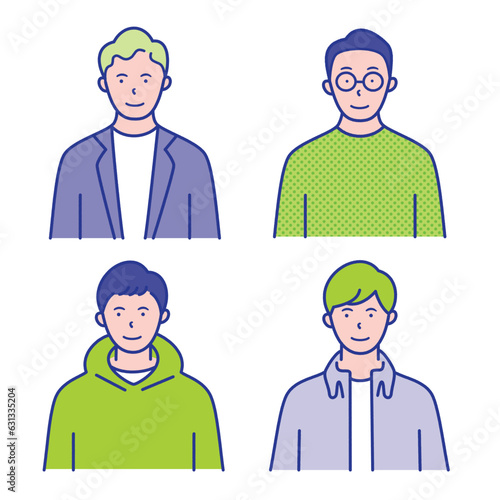 20代〜40代男性の上半身イラスト素材【セット】