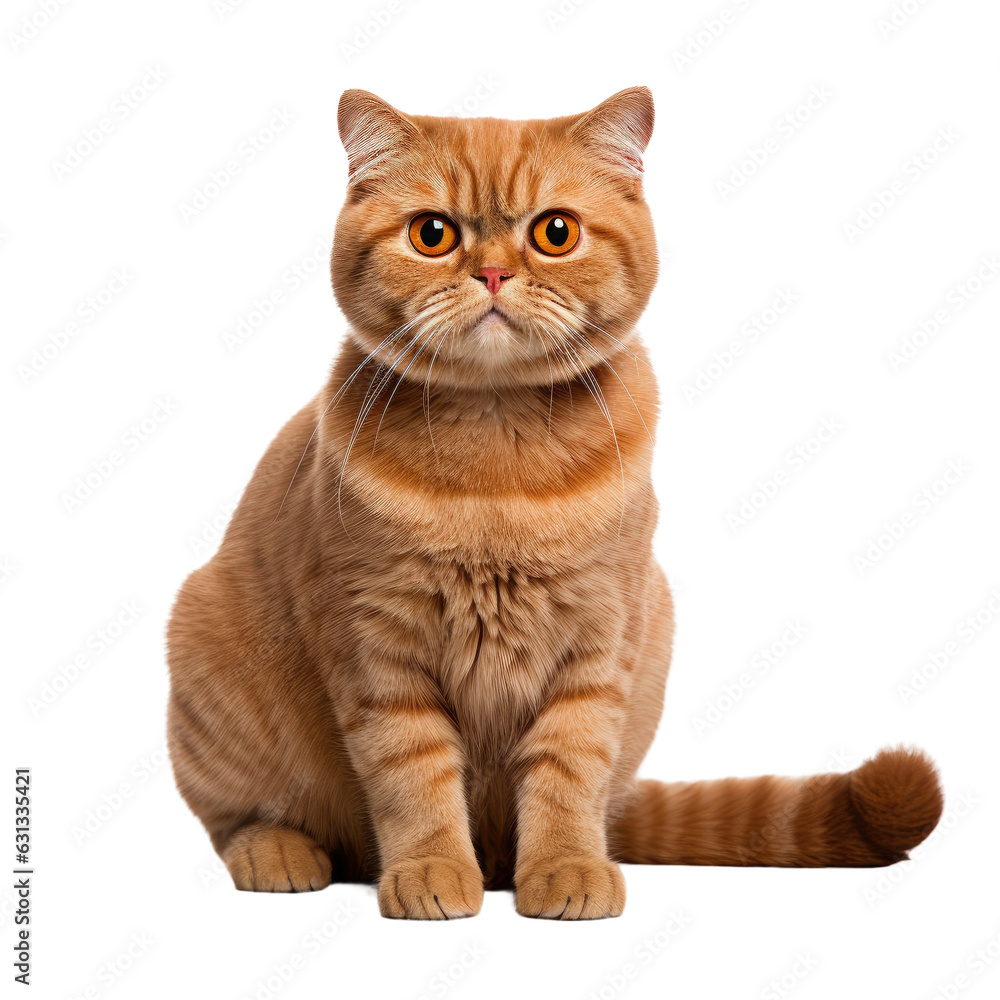 a Scottish fold cat, red in color
