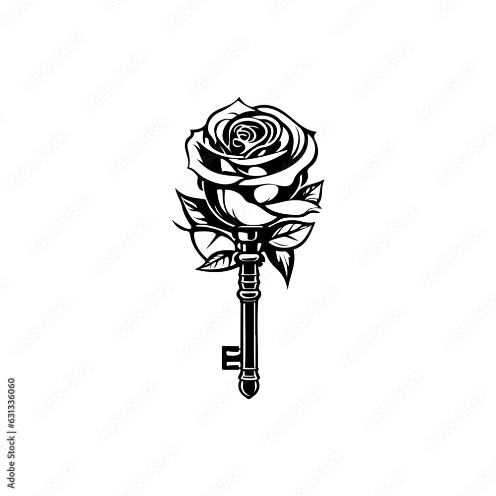 Tattoo uploaded by Katie • Rose and key tattoo design #key #rose • Tattoodo