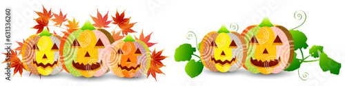 ハロウィン　かぼちゃ　紅葉　秋　アイコン
