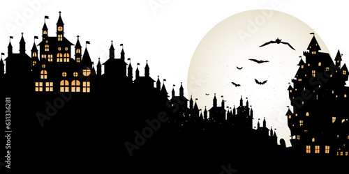 ハロウィン　城　満月　秋　背景