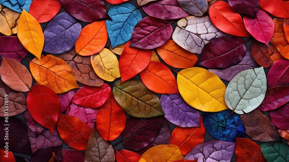 Colorful autumn leaves. Top view. Generative AI Colorful autumn leaves. Top view. Generative AI