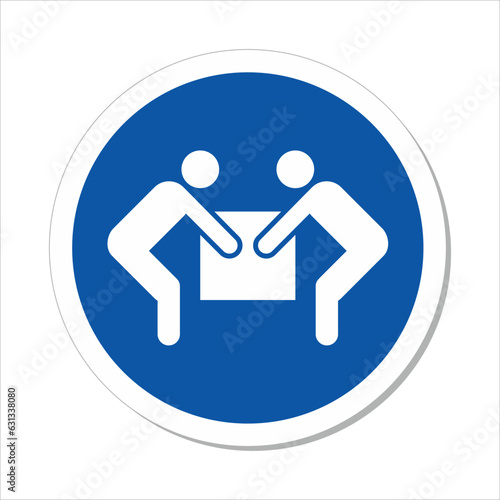 ISO Mandatory Circle Sign: Use Two Person Lift Symbol