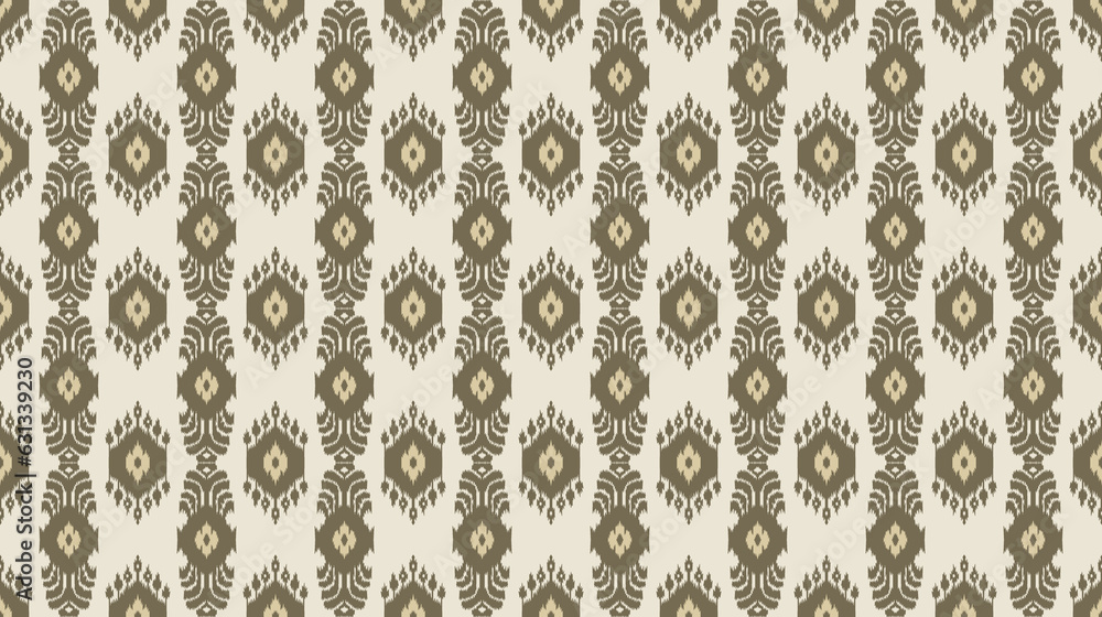 Vintage seamless pattern in ikat style. Retro ikat blue pattern. Ethnic ...